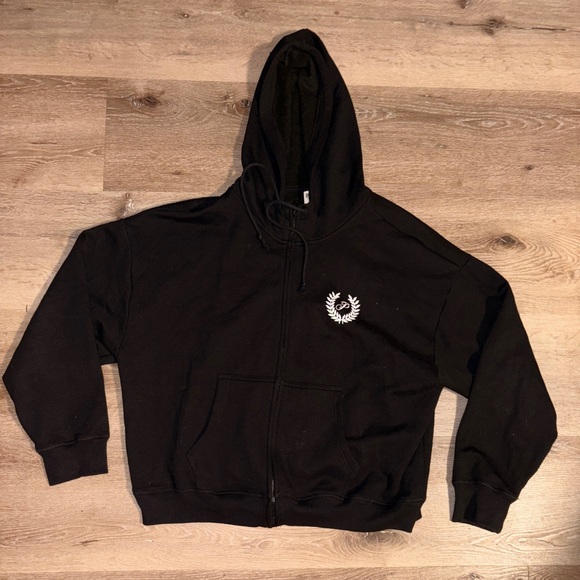 PINK Victoria's Secret Black Hoodie with White Logo - Picture 2 of 2